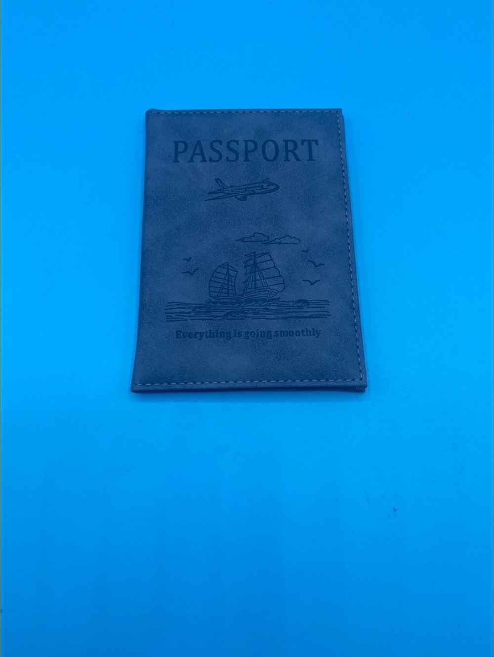 Embossed Gray Passport & Card Holder - Travel Cover